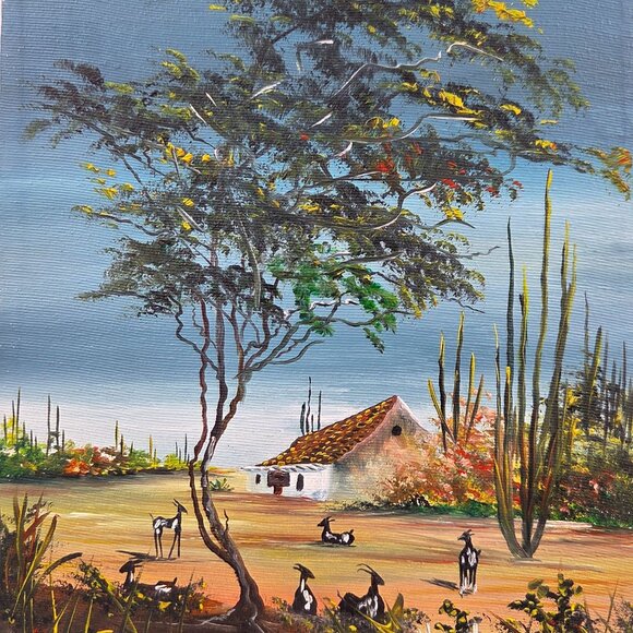 South American Painting Arist Signed Miquilena Original Set of 2 - Picture 6 of 8